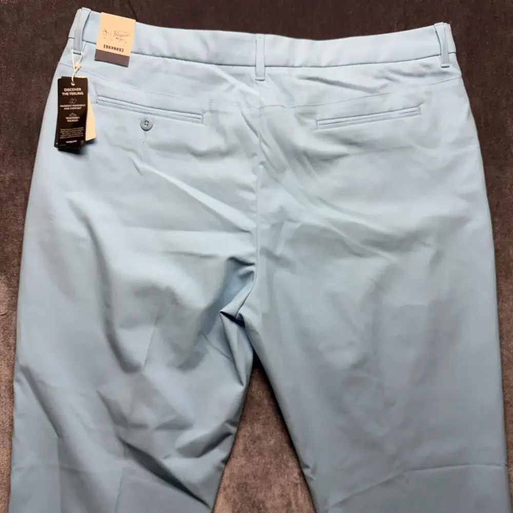 Original Penguin Chino Pants Mens 38x32 Blue Stretch Sorona Golf Flat Front